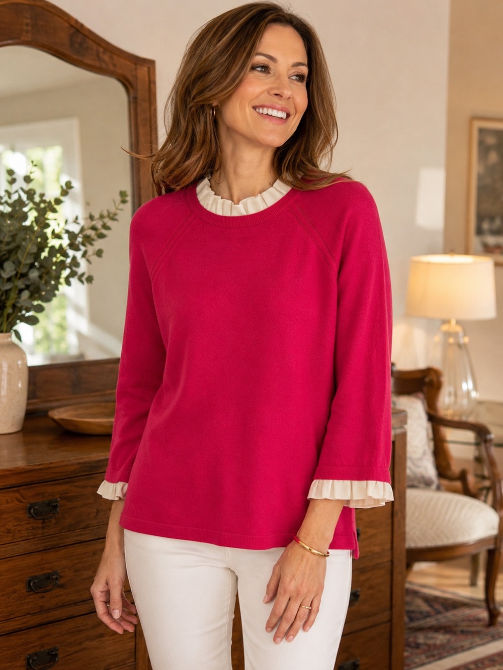 Talbots Sweater with Ruffle Trim